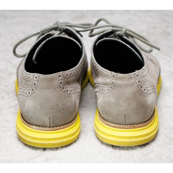 Cole Haan Lunargrand Gray Suede Yellow Sole Wingtip Shoes Mens Size 11 main image 9